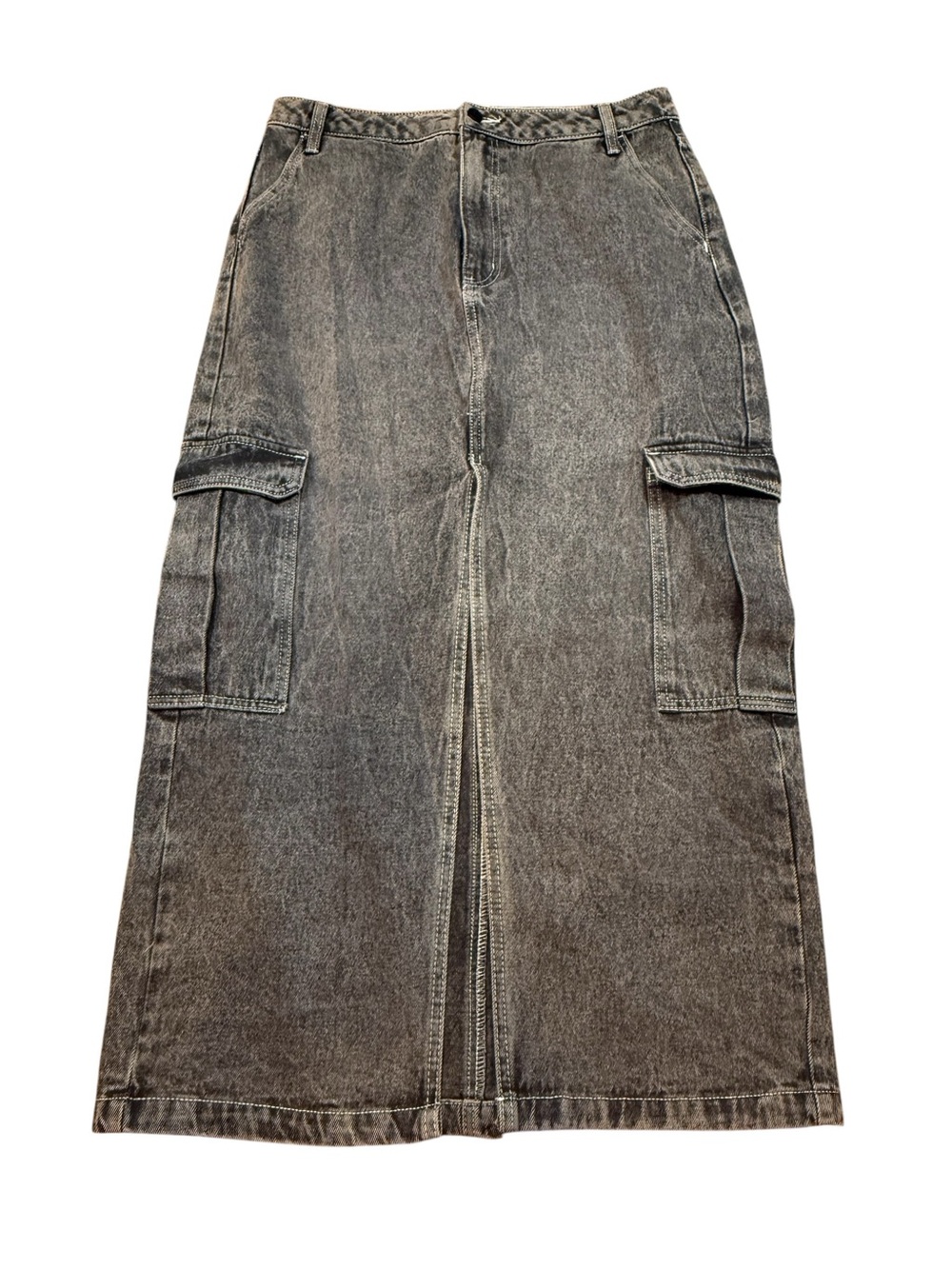Love, Fire Black Acid Wash Denim Cargo Maxi Skirt Juniors 13